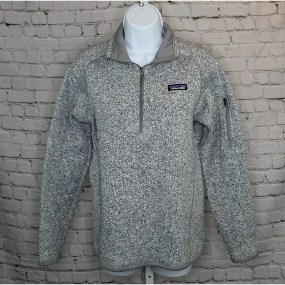 PATAGONIA Womens Medium Better Sweater Gray 1/4 Zip Fleece Pullover Logo Warm